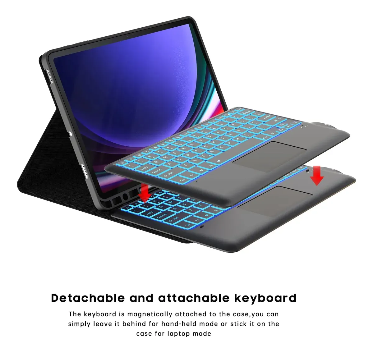 Detachable Backlit Keyboard Cas for Samsung  Galaxy Tab S9 FE+, S9+, and S10+