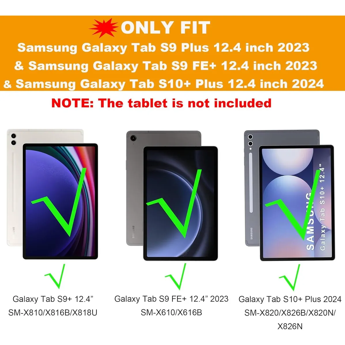 Detachable Backlit Keyboard Cas for Samsung  Galaxy Tab S9 FE+, S9+, and S10+